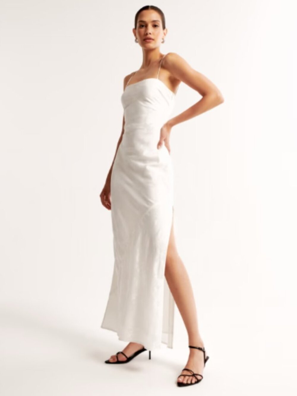 The A&F Julia Slip Satin Jacquard Maxi Dress (Medium Petite)